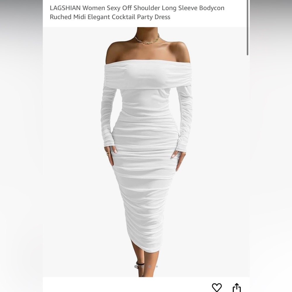 Brand new  white elegant scrunch dress